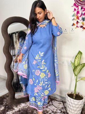 Powder Blue Floral Suit Set
